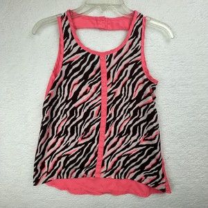 Jordache Button Up Top Girls Size 7-8 Pink Zebra Print